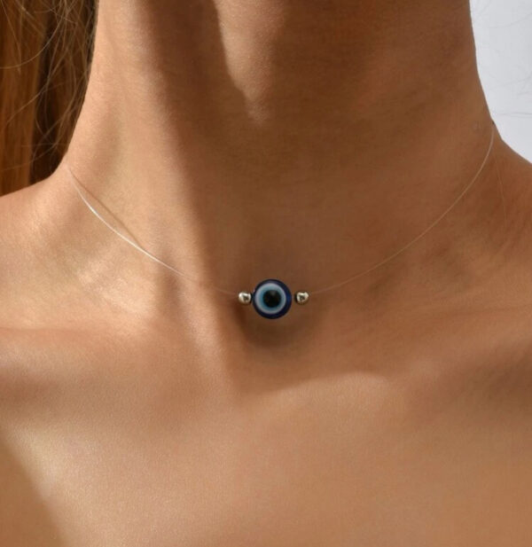 TammyZ Evil Eye Studs Clear Necklace