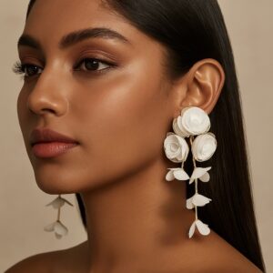 TammyZ Chiffon Flowers Tassel Earrings