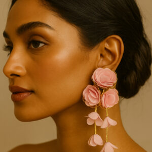TammyZ Chiffon Flowers Tassel Earrings
