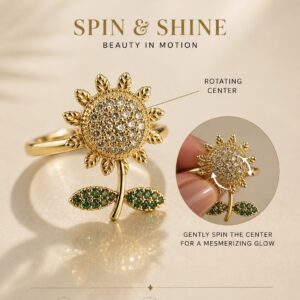 Golden Sunflower Spinner Ring