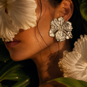White Orchid moon Earrings