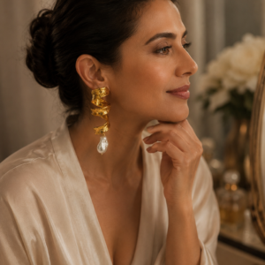 Golden Current Twirl Earrings