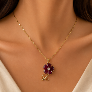 Crimson Blossom Necklace (stainless steel)