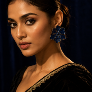 Midnight Blue Sculpted Petal Earrings