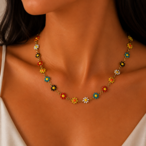 Daisy necklace - stainless steel