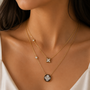 Ivory Clover Necklace - stainless steel