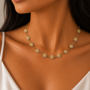 Daisy necklace - stainless steel
