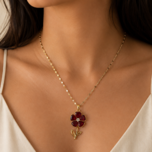 Ruby Bloom Necklace - stainless steel