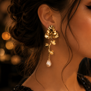 Golden Orchid Earrings