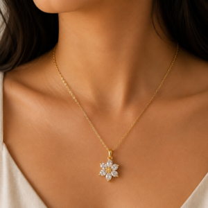 White Petal Necklace - stainless steel