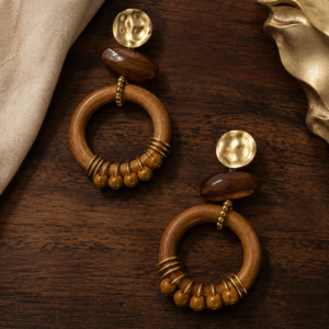 Mixed Metal Wooded Earrings
