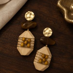Mixed Metal Wooded Earrings