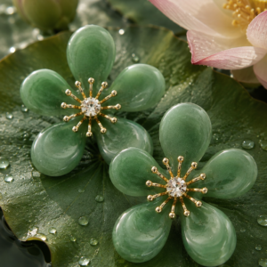Green Jade Blossom Earrings