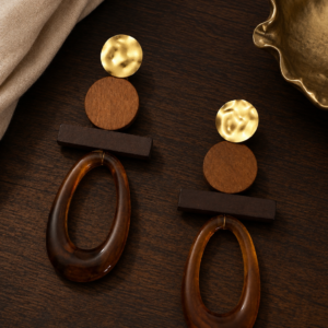 Mixed Metal Wooded Earrings
