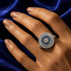 Silver Evil Eye Eclipse Ring