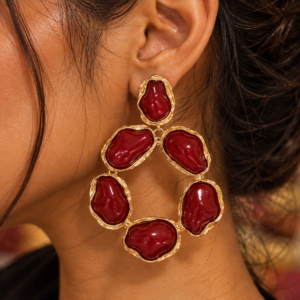 RUBY ROUGE PEBBLE EARRINGS